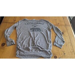 Purple Snow California Bear Graphic Long Sleeve Top Women's XL Heather Gray